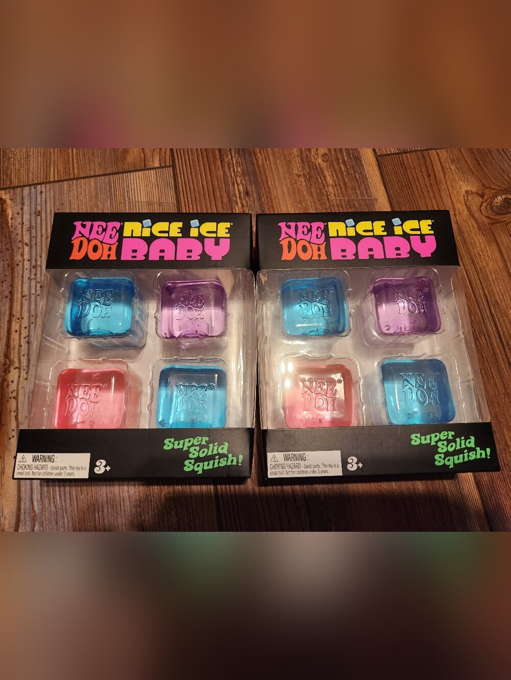 Lot of 2 NeeDoh Nice Ice Baby 4 Pack Viral Nee Doh Mini Cube Pink Blue Purple